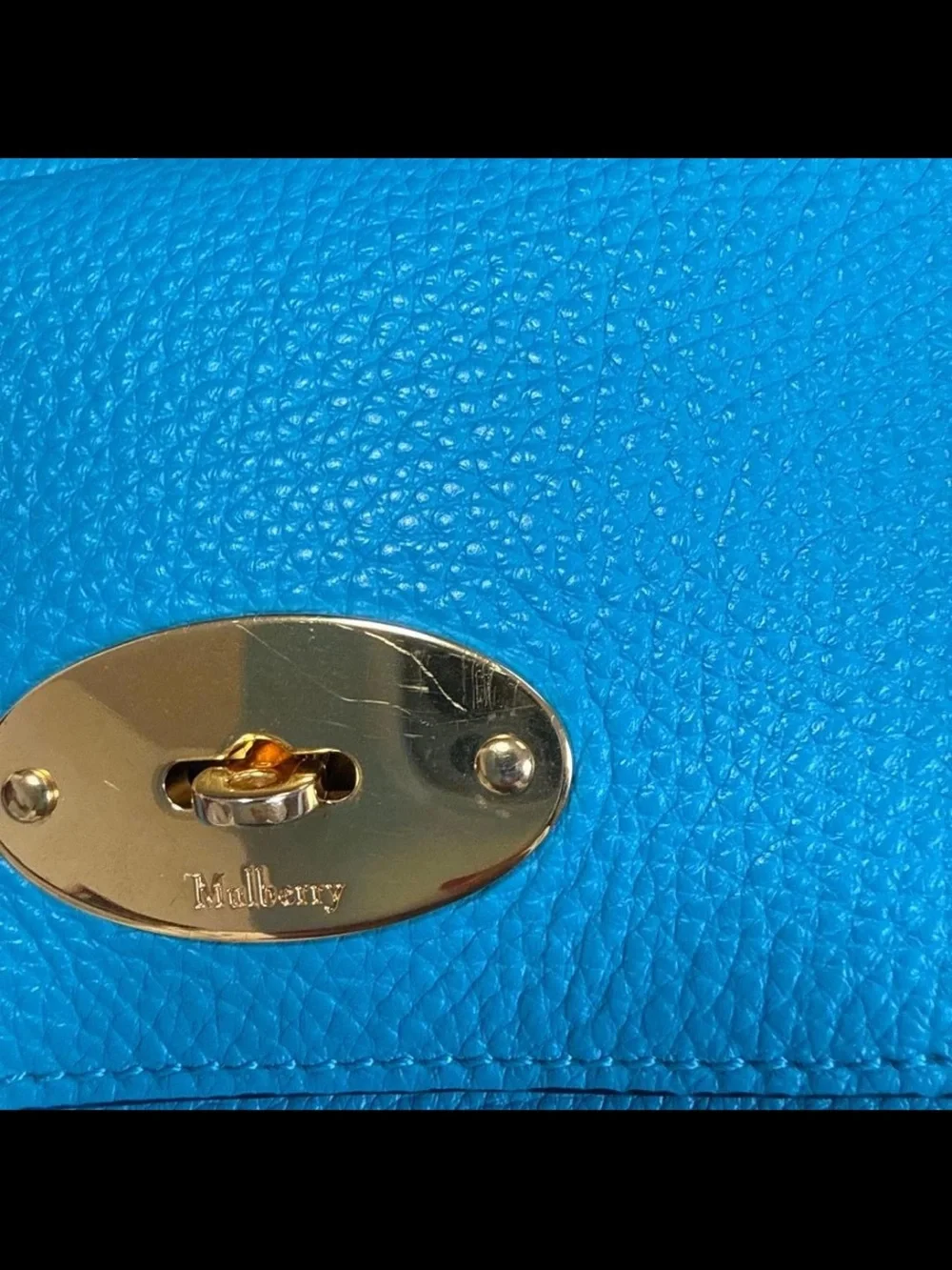 Mulberry Bright Blue Leather Crossbody with Gold Turn-Lock